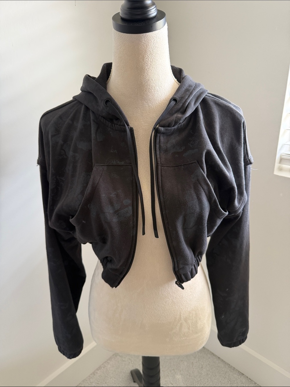 Gymshark Black Cropped Hooded Bomber Jacket